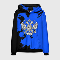 Толстовка-худи мужская Россия герб патриот, цвет: 3D-черный