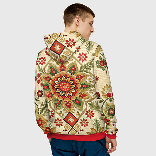Мужская толстовка Стиль советского ковра узоры и орнамент / 3D-Красный – фото 4