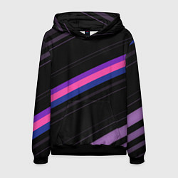 Толстовка-худи мужская Неоновые полосы, цвет: 3D-черный
