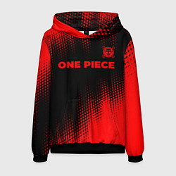 Толстовка-худи мужская One Piece - red gradient посередине, цвет: 3D-черный