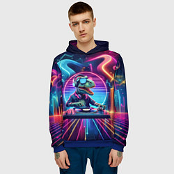 Толстовка-худи мужская Dino DJ - neon glow, цвет: 3D-синий — фото 2