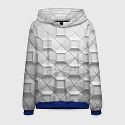 Толстовка-худи мужская Бело серая геометрия, цвет: 3D-синий