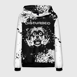 Толстовка-худи мужская Disturbed рок пес, цвет: 3D-черный