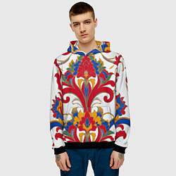 Толстовка-худи мужская Яркий алый узор, цвет: 3D-черный — фото 2