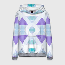 Толстовка-худи мужская Нежная геометрическая абстракция голубоватая, цвет: 3D-меланж