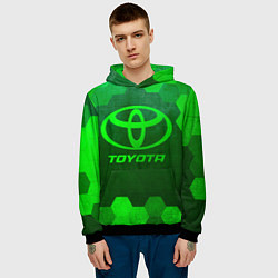 Толстовка-худи мужская Toyota - green gradient, цвет: 3D-черный — фото 2