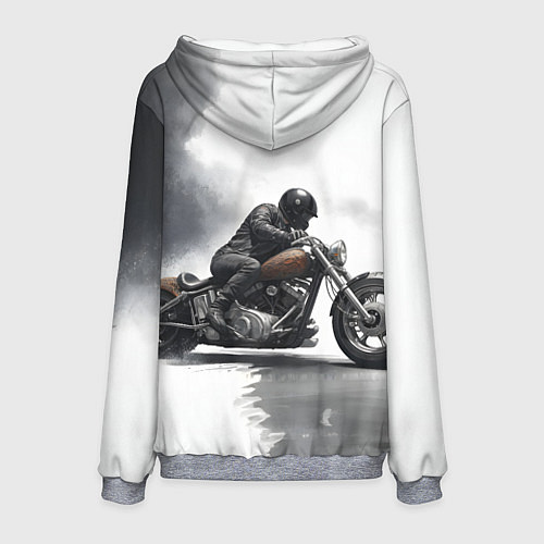 Мужская толстовка Крутой байкер скетч / 3D-Меланж – фото 2