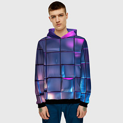 Толстовка-худи мужская Неоновые кубики, цвет: 3D-черный — фото 2
