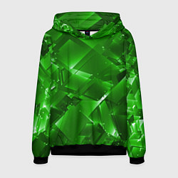 Толстовка-худи мужская Прозрачная изумрудная геометрия, цвет: 3D-черный