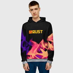 Толстовка-худи мужская RUST neon fire, цвет: 3D-меланж — фото 2
