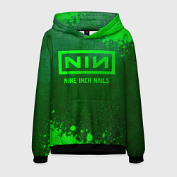 Толстовка-худи мужская Nine Inch Nails - green gradient, цвет: 3D-черный