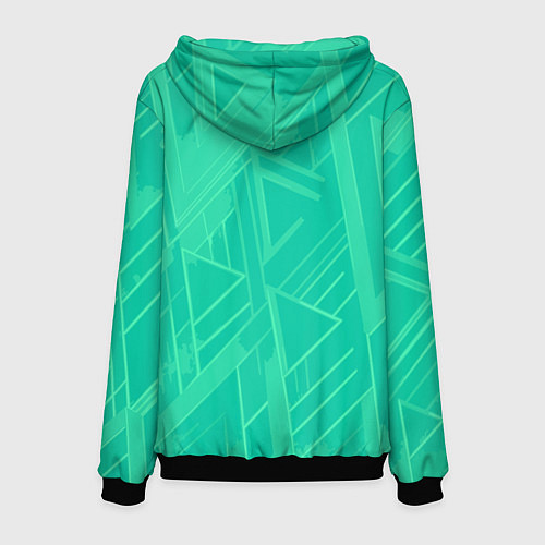 Мужская толстовка Мятный зелёный однотонный геометричный / 3D-Черный – фото 2