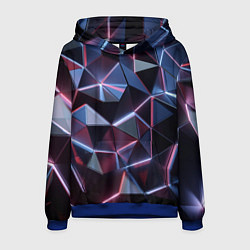 Толстовка-худи мужская Неоновые геометрические плиты, цвет: 3D-синий