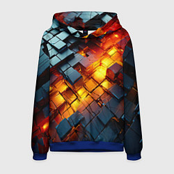 Толстовка-худи мужская Трехмерные кубики с разрушением, цвет: 3D-синий
