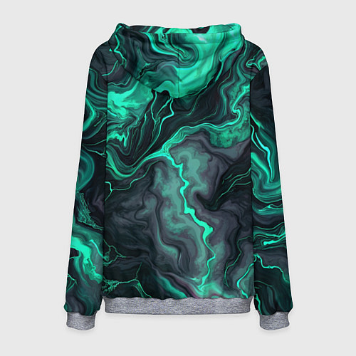 Мужская толстовка Бирюзовый мрамор на черном фоне / 3D-Меланж – фото 2