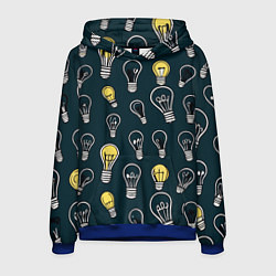 Толстовка-худи мужская Инновации паттерн - лампочки электрические излучен, цвет: 3D-синий