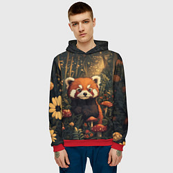 Толстовка-худи мужская Красная панда в лесной чаще - милая, цвет: 3D-красный — фото 2
