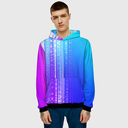 Толстовка-худи мужская Неоновая абстракция полосы, цвет: 3D-черный — фото 2