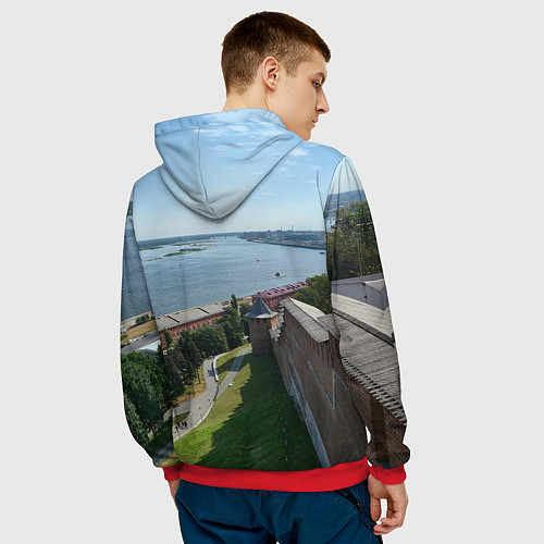 Мужская толстовка Нижний Новгород на слиянии рек Волги и Оки / 3D-Красный – фото 4
