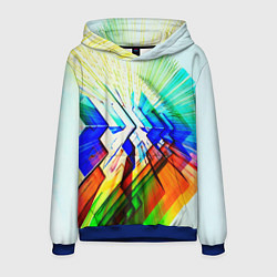 Толстовка-худи мужская Неоновая абстракция стекло, цвет: 3D-синий