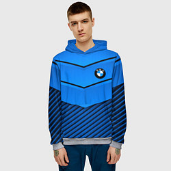 Толстовка-худи мужская BMW geometry blue, цвет: 3D-меланж — фото 2