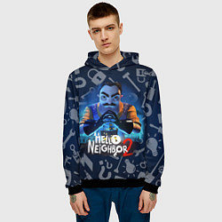 Толстовка-худи мужская Привет сосед из игры Hello Neighbor, цвет: 3D-черный — фото 2