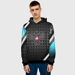 Толстовка-худи мужская Россия герб карбон, цвет: 3D-черный — фото 2