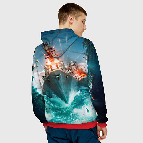 Мужская толстовка Wartunder корабль авианосец / 3D-Красный – фото 4