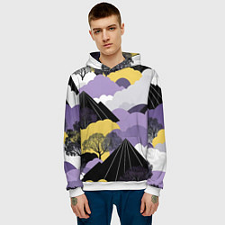 Толстовка-худи мужская Япония горы, цвет: 3D-белый — фото 2