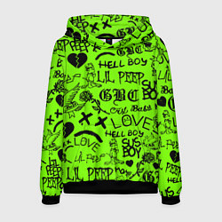 Толстовка-худи мужская Lil Peep кислотный паттерн, цвет: 3D-черный