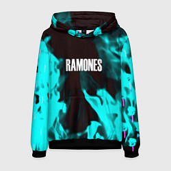 Толстовка-худи мужская Ramones fire rose, цвет: 3D-черный