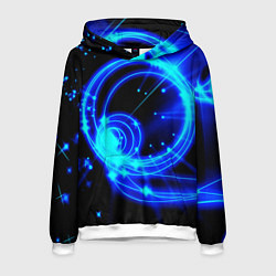 Толстовка-худи мужская Оптические синие волны, цвет: 3D-белый