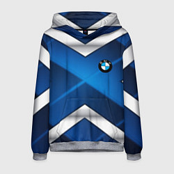 Толстовка-худи мужская BMW metalic blue abstract, цвет: 3D-меланж