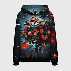 Толстовка-худи мужская Геометрический взрыв пластин, цвет: 3D-черный