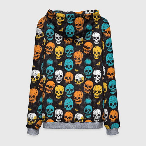 Мужская толстовка Паттерн с черепами - грифика / 3D-Меланж – фото 2