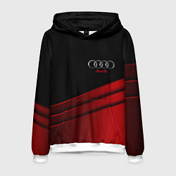 Толстовка-худи мужская AUDI carbon metal, цвет: 3D-белый