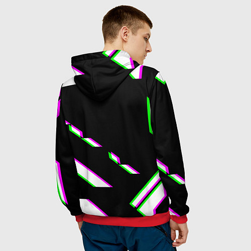 Мужская толстовка Quake глитч геометрия / 3D-Красный – фото 4