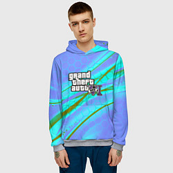 Толстовка-худи мужская GTA 6 неоновые соты геометрия, цвет: 3D-меланж — фото 2