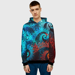 Толстовка-худи мужская Оптическая абстракция узор, цвет: 3D-черный — фото 2