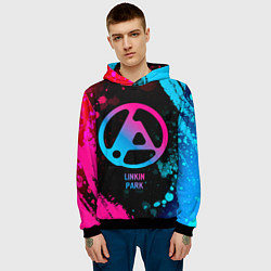 Толстовка-худи мужская Linkin Park 2024 - neon gradient, цвет: 3D-черный — фото 2