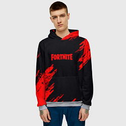 Толстовка-худи мужская Fortnite красные краски лого, цвет: 3D-меланж — фото 2