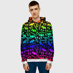 Толстовка-худи мужская Marshmello neon steel pattern, цвет: 3D-белый — фото 2