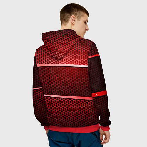 Мужская толстовка BMW metal texture / 3D-Красный – фото 4