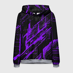 Толстовка-худи мужская Purple stripes on a black background, цвет: 3D-меланж