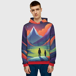 Толстовка-худи мужская Фантастический красочный пейзаж, цвет: 3D-красный — фото 2