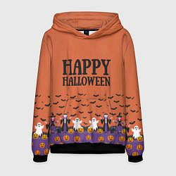 Толстовка-худи мужская Happy Halloween pattern, цвет: 3D-черный