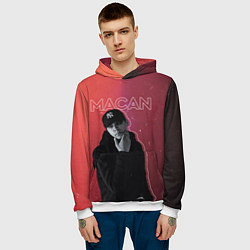 Толстовка-худи мужская Макан - певец, цвет: 3D-белый — фото 2