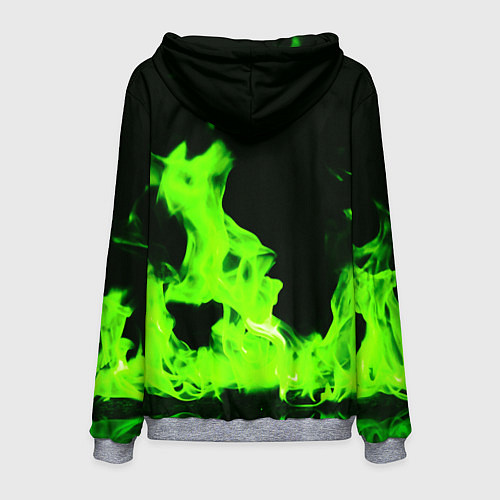 Мужская толстовка Кислотный зелёный огонь / 3D-Меланж – фото 2