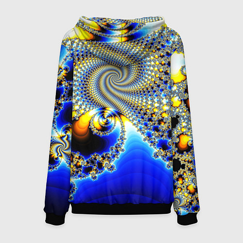 Мужская толстовка Фрактальный психоделики узор / 3D-Черный – фото 2