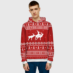 Толстовка-худи мужская Очень неприличные олени, цвет: 3D-белый — фото 2